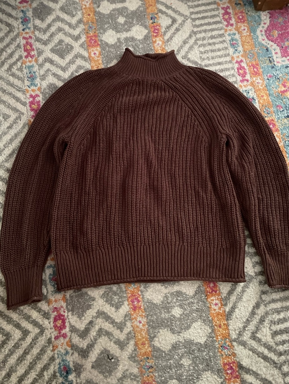 Brown cotton roll neck